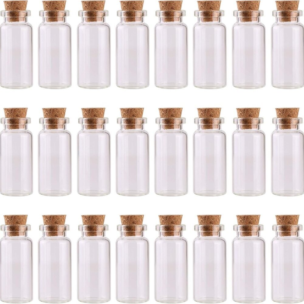 24PCS 10ml Glass Bottles Mini Vials with Cork Stoppers for DIY Decoration and We